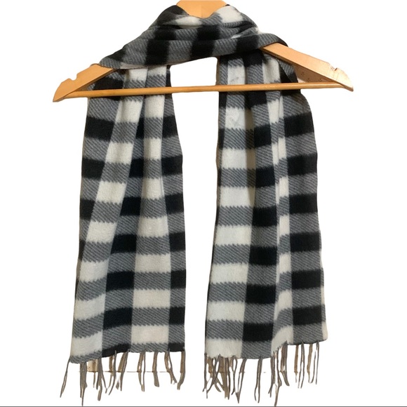 Black Grey and White Checkered Scarf - Picture 2 of 2